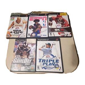 5 PlayStation 2 Triple Play Baseball NFL NHL NBA ESPN Video Game Lot